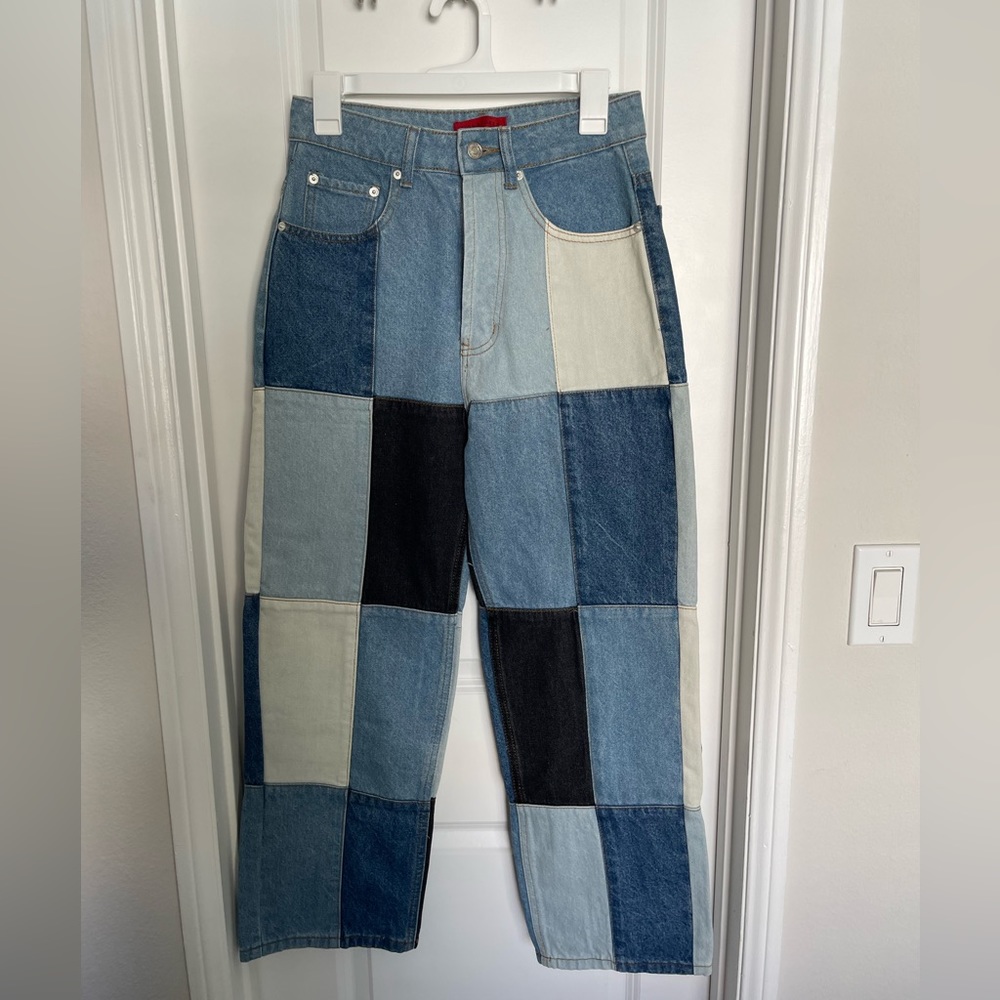 Patchwork Wide Leg Jeans